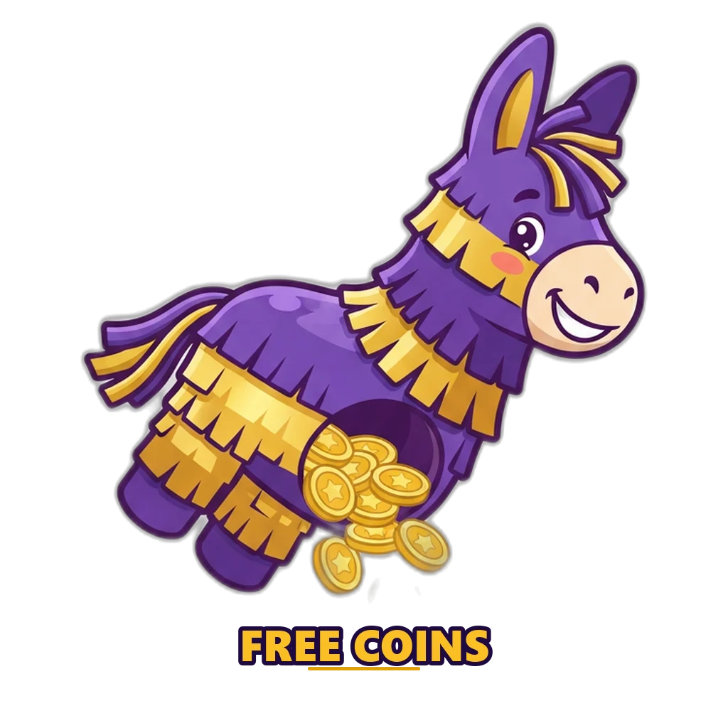 Smiling piñata spilling practice coins, showing no 6E Club gift code is needed