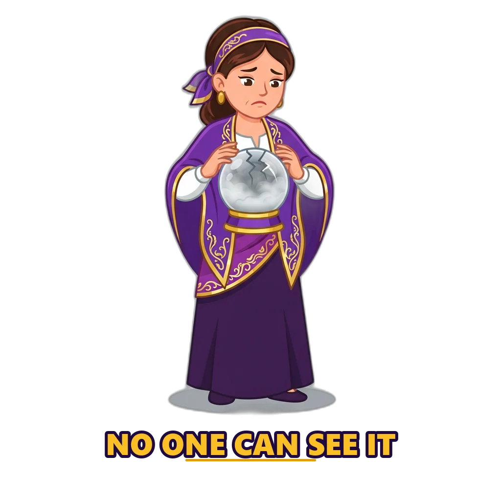 Fortune teller with a cracked crystal ball, a reminder that colour prediction Telegram tips cannot see results