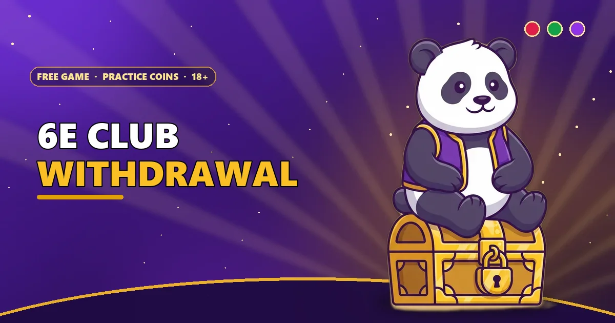 Lucky panda sitting on a locked gold chest for the 6E Club withdrawal guide